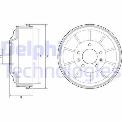 2x DELPHI Bremstrommel Trommeln Trommelbremse Hinten BF562 - Bild 1 von 2