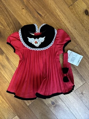 Expressions Girls Red Dress With Lace And Rose NWT Size 12 Months - Image 1 of 4