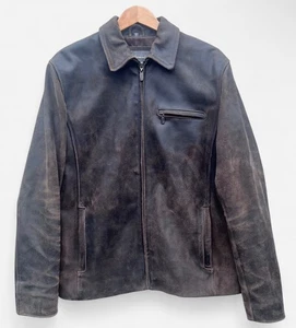 Ben Sherman Real Leather Vintage Brown Leather Jacket Full Zip - Small - Picture 1 of 24