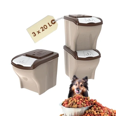 3x Futtertonne Katze Hund Hundefutter Aufbewahrung Trocken Futter Box 3 x 20 L - Bild 1 von 4
