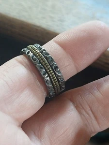 Silpada Sterling Silver+Brass Set Of 3 Stacking Stackable Band Rings Size 9 .925 - Picture 1 of 7