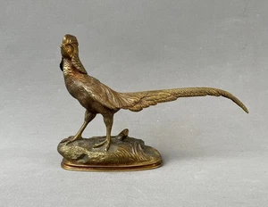 Faisan en bronze doré, bronze animalier ancien, XIXe - Imagen 1 de 6