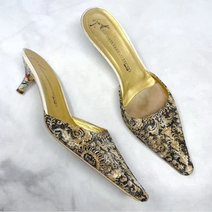 Giuseppe Zanotti Vicini Vintage 90s Y2K Pointed Toe Kitten Heel Mule Pumps 38 - Picture 1 of 11