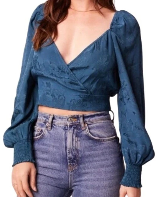 Band of the Gypsies Womans size Small Celene Deep Teal Midi Skirt Floral Viscose