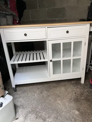 White Kitchen Island On Wheels - Image 1 of 3