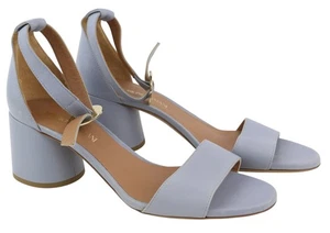 Emporio Armani Mujer Tacones EU37 Azul Claro Cuero Hebilla Punta Abierta Logo - Imagen 1 de 12
