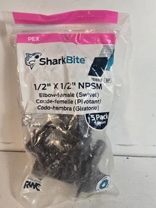 Shark Bite 818315 pex 1/2"x1/2" npsm paquete de 5 codos hembra giratorios - Imagen 1 de 12