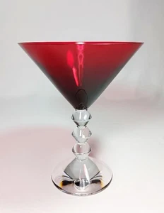 Baccarat Vega Red Crystal Martini Cocktail Glass Cut Stem Barware - Picture 1 of 2