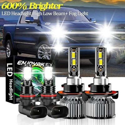 For Dodge Ram 5500 2008-2010 White LED Headlight Hi/Lo + Fog Light Bulbs Combo - Image 1 of 4