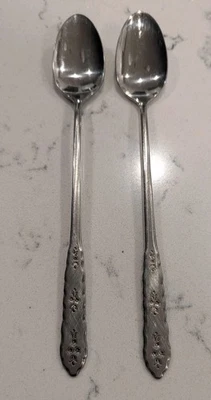 2 x Iced Tea Spoons Oneida FLORAL BOUQUET Stainless Distinction Deluxe Flatware - Image 1 of 3
