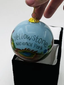 Handbemalt Yellowstone Nationalpark Glas Ornament Art Studio Company 3" EUC - Bild 1 von 5