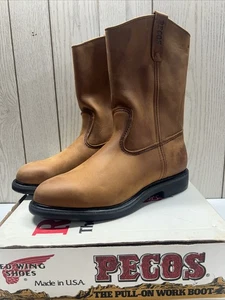 Red Wing 1105 Pecos Leder Arbeitsstiefel weiche Spitze Herren 9 E3 hellbraun mit Karton zum Überziehen neu aus altem Lagerbestand - Bild 1 von 12