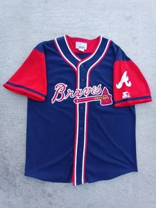 Camiseta deportiva de béisbol Atlanta Braves Starter Script para hombre talla L - vintage años 90 2 tonos - Imagen 1 de 8