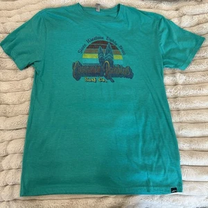 T-shirt uomo morbida cannella arcobaleni surf negozio. XL Teal stile vintage  - Foto 1 di 5
