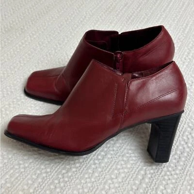 Hillard & Hanson Botines de Cuero Rojo Borgoña Talla 8.5 Retro Streetwear Boho Foto 1 de 4