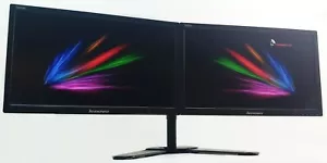 Lenovo LT2323PWA Dual Monitor Screen 2x23" FULL HD 1920x1080 DP DVI VGA + Stand - Picture 1 of 12