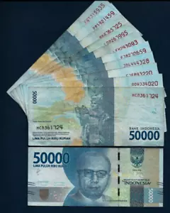 500,000 1/2 Million INDONESIA 50000 ( 50,000 x 10 ) 2016 Type Rupiah NOTE Cir - Picture 1 of 3