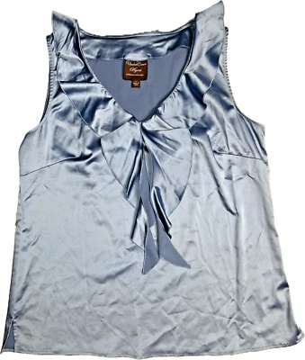 UNDER COVER AGENT Kathleen Kirkwood  Ruffle Collar Blouse Grayish Blue Sz Small - Image 1 of 3