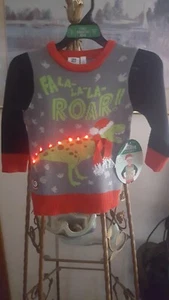 Christmas Light-Up Child's Sweater Santasaurus Size XS/S Boys - Picture 1 of 12