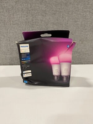 Philips - Hue A19 Bluetooth 75W Smart LED Bulbs (2-Pack) - White and Color - - Image 1 of 2