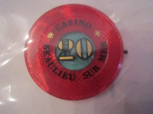 VINTAGE BEAULIEU SUR MER CASINO CHIP - 20 FRANCS  - Picture 1 of 2