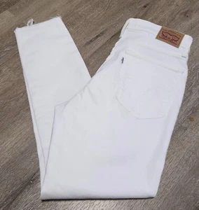 Levi's 721 High Rise Skinny Ankle WHITE Denim Jeans Raw Edge Hem Women Size 30" - Picture 1 of 5