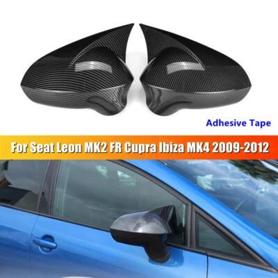 Tapa de cubierta de espejo lateral de fibra de carbono para Seat Leon MK2 FR Cupra Ibiza MK4 2009-12 Foto 1 de 4