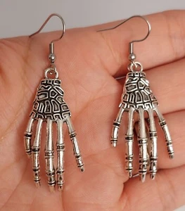 Skeleton hands earrings, stainless steel earring hooks, Halloween earrings  - Picture 1 of 2