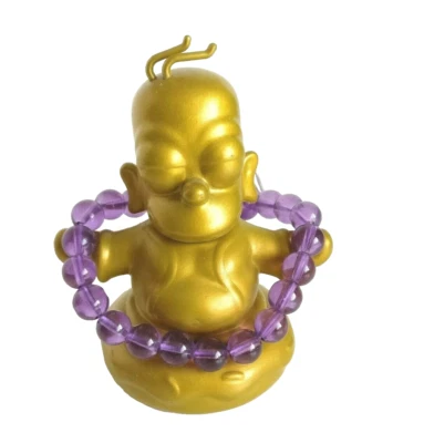 The Simpsons Homer Buddha 3 Inch And Purple Buddha Beads Set Gold Homer Buddha - Image 1 of 2