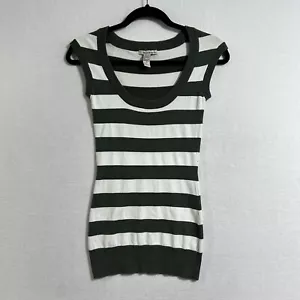 Top tejido de colección Y2K para mujer S a rayas cuello redondo manga gorra Bella Preppy - Imagen 1 de 5