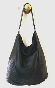 Pour La Victoire black Genuine Leather Women's Shoulder Tote Bag - Picture 1 of 5