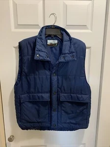 Vintage Mens Sears Fieldmaster Size Large Regular Sleeveless Vest Jacket Navy - Picture 1 of 10