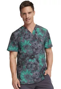 Texture Burst Cherokee Scrubs Infinity Mens V Neck Top CK902 TRBU - Picture 1 of 5