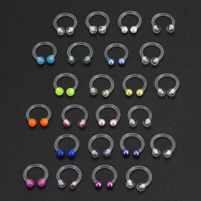 10-24Pcs 16g Barbell Horseshoe 8/10MM Lip Nipple Septum Nose Ring Hoop Piercing - Image 1 of 4