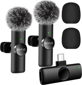 Nefuo 2 Pack Type C Wireless Lavalier Microphone for iPhone 15 & Android Devices - Zdjęcie 1 z 7