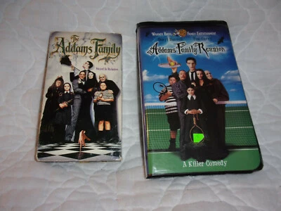 THE ADDAMS FAMILY + REUNION 2 VHS LOT CLAMSHELL TIM CURRY RAUL JULIA COMEDY - Image 1 of 4