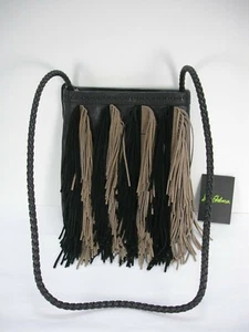 NWT SAM EDELMAN JANE BLACK BROWN FRINGES LEATHER CROSSBODY SHOULDER BAG PURSE - Picture 1 of 12
