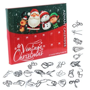 Metal Wire Puzzle Toys Advent Calendar Christmas Countdown Calendar Gift Box Set - Picture 1 of 9