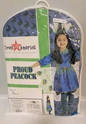 Kids Proud Peacock Halloween Costume Dress with Headpiece  Size M (8-10) - Image 1 of 4