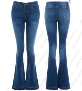 Damen enge Passform Jeans Schlaghose Ausgestellt Denim Bootcut Größe 6-8-10 12 - Bild 1 von 5