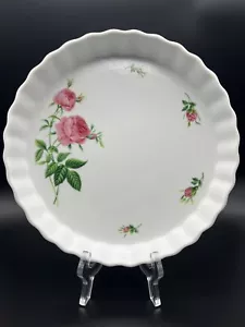Christineholm Porcelain Rose Pattern Fluted Quiche, Tart, Pie 9.5" Baking Dish - Picture 1 of 4
