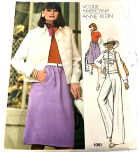 Vogue Americana Anne Klein Sewing Pattern 1061 Jacket Skirt Pants Bodysuit Vtg - Picture 1 of 2