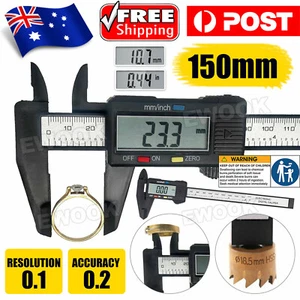 150mm LCD Electronic Digital Vernier Caliper Gauge Measure Micrometer Carbon Fib - Picture 1 of 11