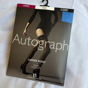 Autograph Ladder Resist Shine Hold Ups Black Large 15 Denier Tights - Picture 1 of 7