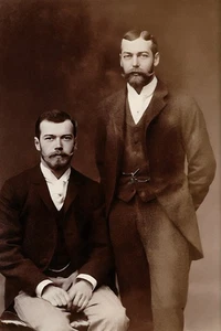 Primos Reales de la Primera Guerra Mundial reimpresión 4x6 Nicolás II + Jorge V - Imagen 1 de 1