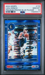2024 Panini NBA Hoops #115 Luka Doncic Premium Prizms Blue Pulsar PSA GEM MT 10 - Bild 1 von 2
