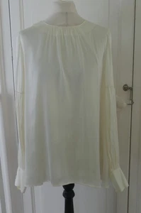 BNWT Marks & Spencer Cream Ivory Long Sleeve Silky Blouse Top UK 16 - Picture 1 of 6