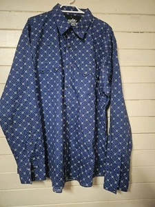 Wrangler Jeans Shirt Mens Size XXL Blue White Long Sleeve Pearl Snap - Picture 1 of 8