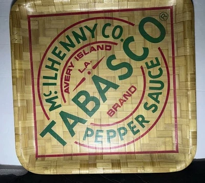 Tabasco Pepper Sauce Bamboo Tray 13" Square Collectible Wood Look McIlhenny Hot - Image 1 of 4