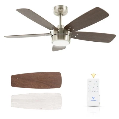 Ceiling Fan 42'' for Bedroom: Brushed Nickel Modern Fans with Light Remote Co... - Image 1 of 4